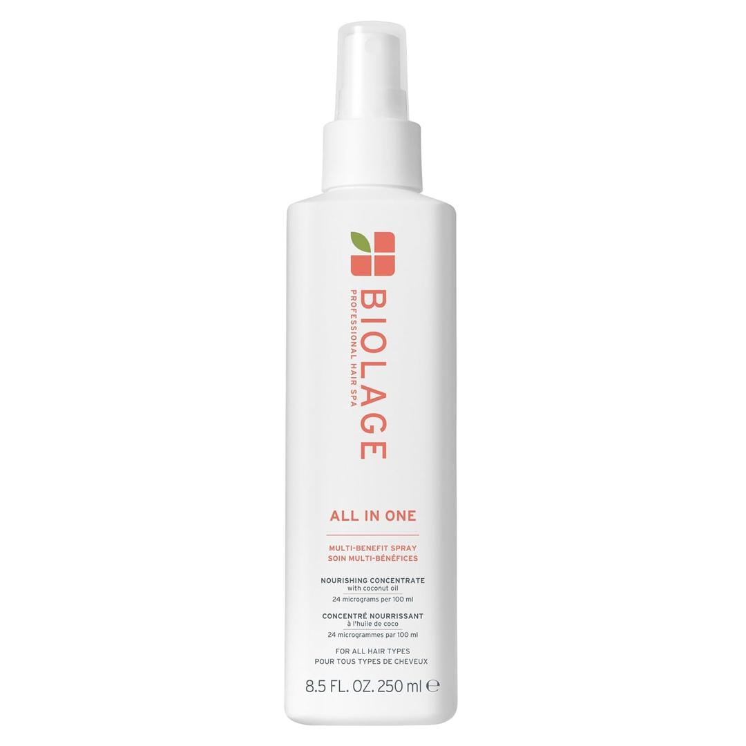 Biolage All-In-One Multi-Benefit Spray - Leave-In Treatment, Heat Protectant, Shine, Frizz Control, For All Hair Types, Coconut Oil, Vegan & Paraben-Free (8.5 Fl Oz (Pack of 1))
