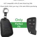Jayanes Genuine Leather Key Fob Cover Compatible with Chevy Equinox Traverse Blazer EV GMC Terrain 2025 2024 and Buick Envision 2025-2021 Key Fob Case with Keychain & Lanyard (5 Buttons, Black)