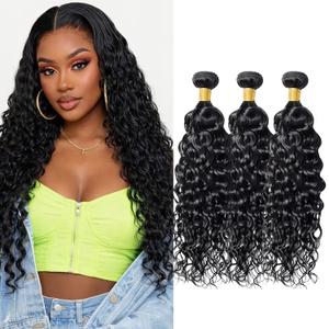 Jerry Curly Bundles Human Hair 20 22 24 Inch Human Hair Bundle Brazilian Virgin Hair 3 Bundles for Black Women Weave Extensions Natural Black