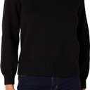 Amazon Essentials Women's Cotton Pullover Funnel-Neck Sweater, Ribbed (Medium, Black)