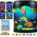 Toycol Fake Fish Lamp, LED Aquarium Sensory Light with 6 Color Changing and 7 Fake Fish, Mood-Relaxing Night Light, Exquisite Decoration for Office, Room and Party, Gifts for Kids and Adults