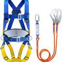 DIJJIG Universal Full Body Fall Protection Safety Harness with Dorsal D-Ring and Mating Buckle Legsroofing harness construction harness ANSI/ASSP Compliant,internal Shock Absorbing landyard&Hook