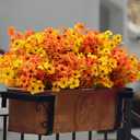 16 Bundles Artificial Mums for Outdoors/Indoors Faux Mums for Outdoor Planters, Eucalyptus Leaves Fall Flowers Artificial for Decoration Boxwood Garden Porch Window Home Wedding (Yellow&red Green)