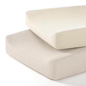 lulumoon Baby Changing Pad Cover: Muslin Diaper Changing Table Pad Cover - Changing Pad Sheets for Girls Boys (White & Cream)