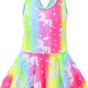 Girls One Piece Unicorn Swimsuit Mermaid Swimwear Rainbow Bathing Suit, Size: 5-6 Years
