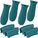 Patelai 8 Pcs Silicone Pot Holders Set Cast Iron Handle Cover Heat Resistant Pot Handle Covers Potholder Non Slip Reusable Pan Sleeve for Frying Pan Kitchen Supplies(Green)