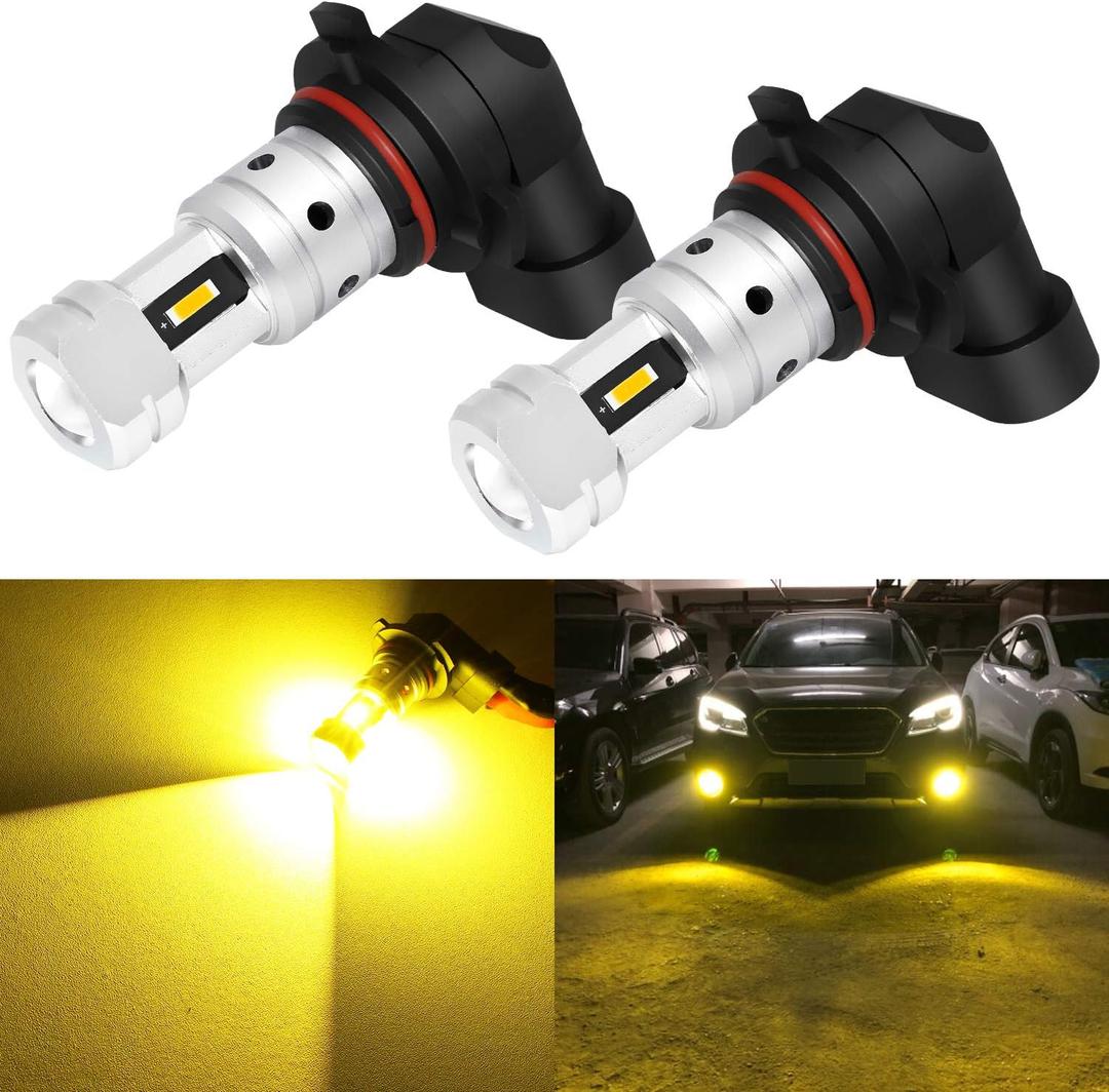 PHINLION 9006 Yellow Fog Light Bulbs 3800 Lumens Super Bright HB4 9006LL LED Bulb Replacement for Car Truck SUV Fog Lights or DRL Lamps, 3000K Golden Yellow, Pack of 2