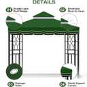 10x10 Canopy Replacement Top Double Tiered Gazebo Cover for Yard, Patio & Garden Durable Sunshade Replacement (Green with lace)