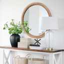 sawsile Round Wood Mirror,24 inch Circle Rustic Farmhouse Natural Wooden Frame Boho Beads Wall Mirror for Bathroom,Living Room,Bedroom or Entryway