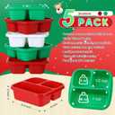 Honeydak 5 Pack Snack Containers 3 Compartment Bento Snack Boxes Divided Meal Prep Containers with Lids Reusable Adults Lunch Food Storage Box for School Work Travel(Christmas Color)