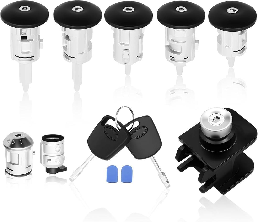 Car Lock Set Full Switch Fuel Door Lock Compatible with Transit Connect 2002-2012 Fuel Tank Cap Ignition Tube Hood Locks 4425134 Switch Lock Cylinder with 2 Keys