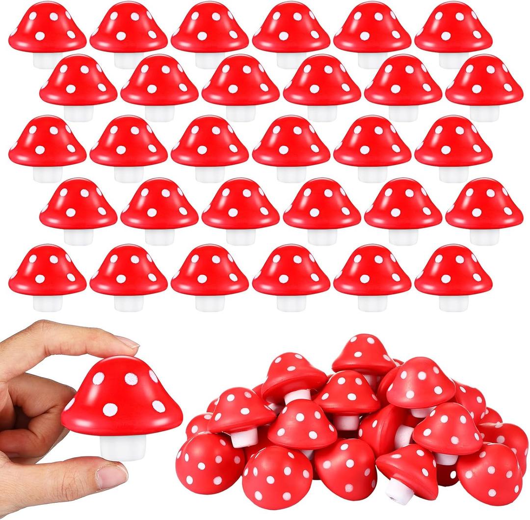 Silipull 30 Pcs Red Mushroom Stress Balls PU Foam Squeeze Ball Stress Relief Toys for Kids Adults 2 x 1.8 Inch Mini Mushroom Toys Fidget Toys for Anxiety Relaxing Cute Mushroom Decor for Home Office