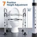 Adjustable Raised Toilet Seat with Handles for Seniors, 400lbs Capacity Elongated Toilet Seat Riser, Elevated Toilet Seat with Soft Cushion & Removable Armrests