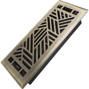 4x10 Inches Heavy Duty Walkable Floor Register Easy Adjust Air Supply Lever Floor Vents - Brooklyn Design - Vent Cover for Home Floor - Antique Brass