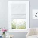 Exclusive Home Bolan Botanical Total Blackout Roman Shade, 27"x 64", White (31"W x 75"H)
