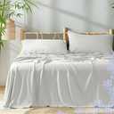 PHF Cooling Sheets Set King Size, 4 PCS 80% Viscose from Bamboo and 20% Linen Breathable & Soft Bed Sheets for Hot Sleeplers, Deep Pocket Up to 16" Bedding Sheets, Silver