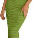 PRETTYGARDEN Womens 2025 Summer Off The Shoulder Dress Ruched Bodycon Sleeveless Split Cocktail Party Maxi Dresses (XX-Large, Olive Green)