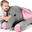 31.5" Large Elephant Stuffed Animal, Giant Grey Elephant Plush Toy Huge Size Fluffy Plushy Jumbo Plushie Birthday Gift for Kids,Toddlers