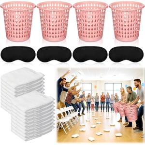 LemonRoad 4 Pack Funny Baby Shower Diaper Games Activities Kits Toss the Diaper in the Pail Hilarious Gender Reveal Games Prizes Accessories for Boys Girls Women Men (Pink)