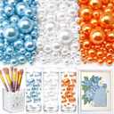 2300PCS No Hole Pearl Beads for Vases Filler, Floating Pearls for Centerpieces Vases, Faux Pearl Beads for Crafts Wedding Party Decor Jewelry Making (4/6/8/10/14/20mm) White Orange Light Blue