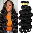 Body Wave Bundles Human Hair 20 22 24 Inch Human Hair Bundles 100% Unprocessed Brazilian Virgin Hair 3 Bundles Quick Weave bundles Human Hair for Black Women Natural Black