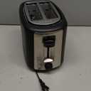 Amazon Basics 2 Slice Toaster, Extra Wide Slots for Bagels, 6 Browning Settings, Removable Crumb Tray, Defrost/Cancel/Bagel Buttons, Cord Wrap, 900W, Black & Silver