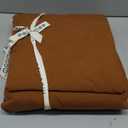 MooMee Bedding Duvet Cover Set 100% Washed Cotton Linen Like Textured Breathable Durable Soft Comfy (Solid Dark Orange, King 104"x90")