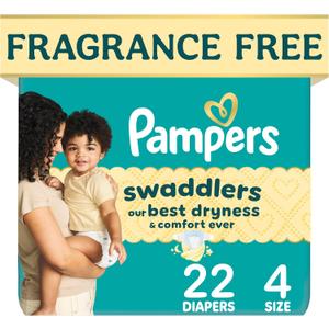 Pampers Swaddlers Diapers, Size 4 (1534 lbs), 22 Count, Absorbent, Keeps Baby Dry and Comfortable, Skin Safe Disposable Baby Diaper 