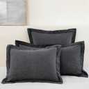DAUAOTO Cotton Chambray Pillow Shams, 2 Pieces Pillowcases Set, 20"x26" Pillow Cover with Decorative Flange, Charcoal Gray/Standard