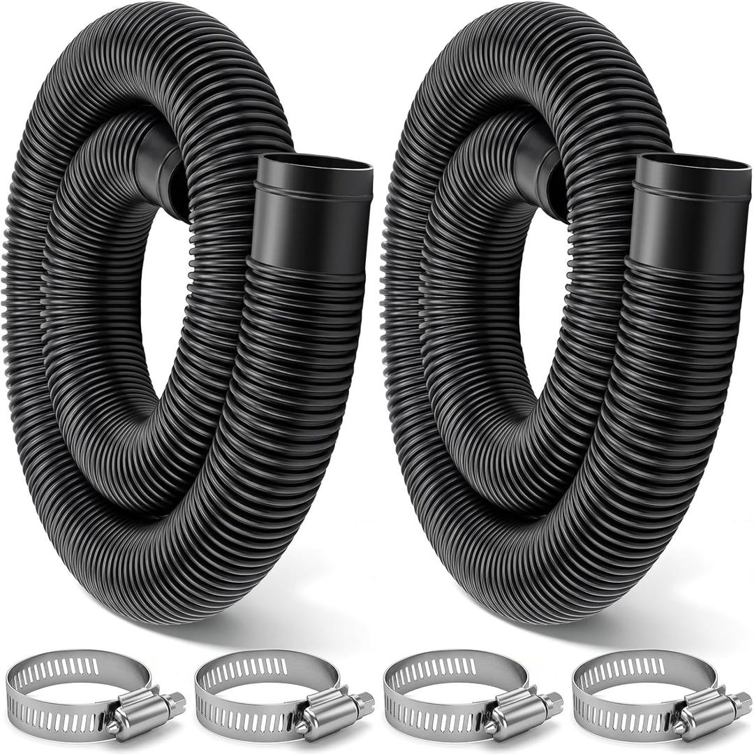 Jadive 2 Pack Pool Pump Replacement Hose Kit Heavy Duty Flexible Filter Hoses 1.5" Diameter 39" Long for Above Ground Pools Skimmers and Sand Filters UV Resistant with 4 Stainless Steel Clamps(Black)