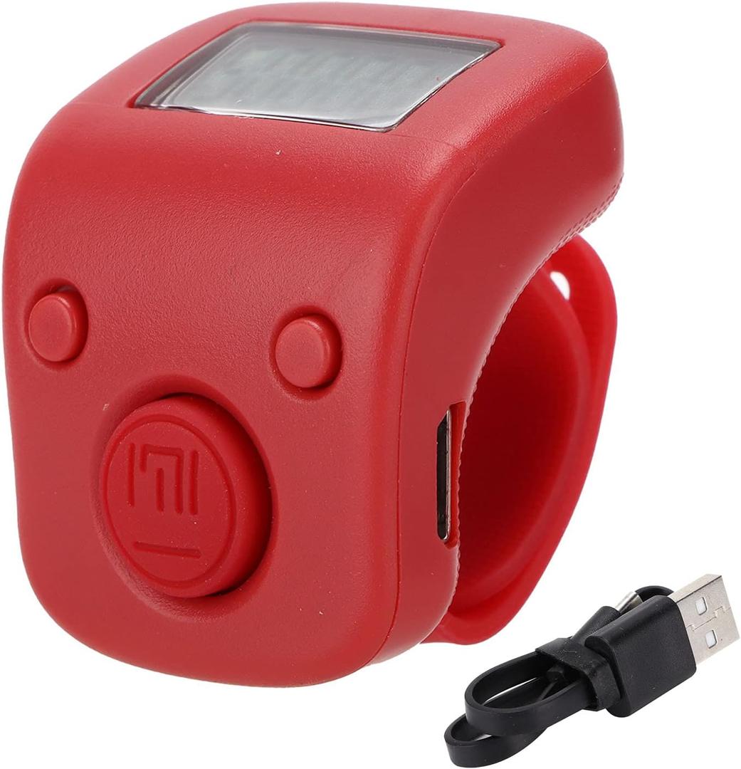 Finger Counter Plastic Finger Counter Ring Buddhist Counting Digital Ring Mini Chanting Counting Tool Manual Clicker Tool Electronic Finger Counter(Red)