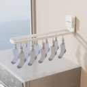2 Pack Wall Mounted Suction Cup Clothes Drying Rack with 20 Clips, Portable & Collapsible Sock Hanger for Drying Socks, Bras, Underwear, Baby Clothes,Towels, White