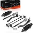 A-Premium Set of 8, Front Sway Bar Link, Inner & Outer Tie Rod End, Rack and Pinion Boot, Compatible with Nissan Maxima 2009-2014