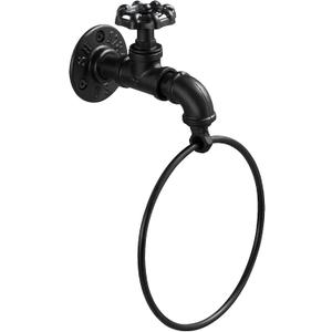 Farmhouse Bathroom Decor, garini Rustic Water Spigot Towel Holder, Black Metal Hand Towel Holder for Bathroom Living Room Toilet.