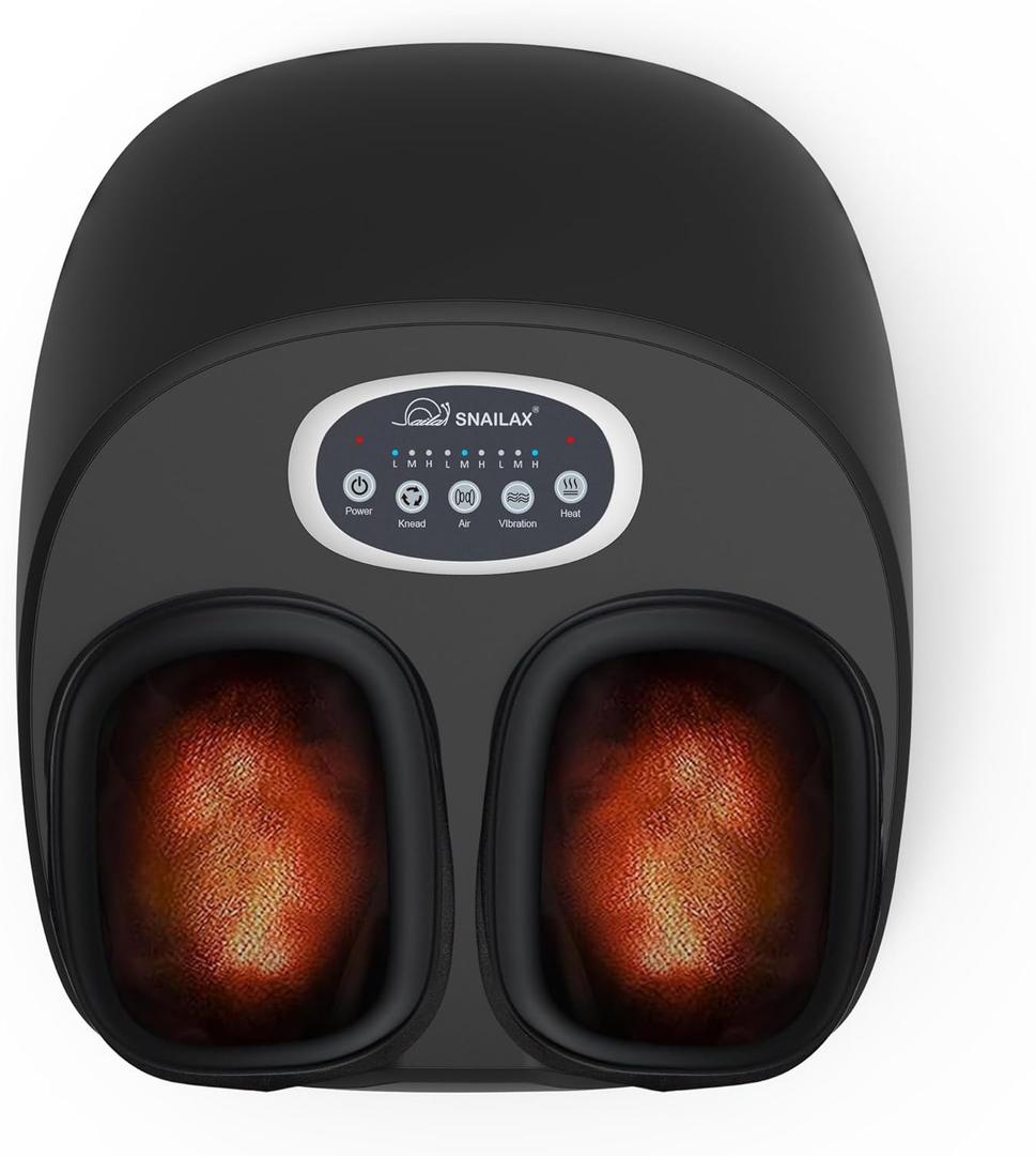 Snailax Shiatsu Foot Massager Machine with Soothing Heat, Deep Kneading, Air Compression, Improve Blood Circulation and Foot Wellness, Relax for Home or Office Use