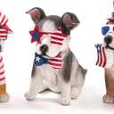 Valery Madelyn 4th of July Puppy Decorations, Memorial Day Decor for Home, Medium 3Pcs Patriotic USA 250th Anniversary Decorations, Stars and Stripes Dogs Figurine for Independence Day Labor Day