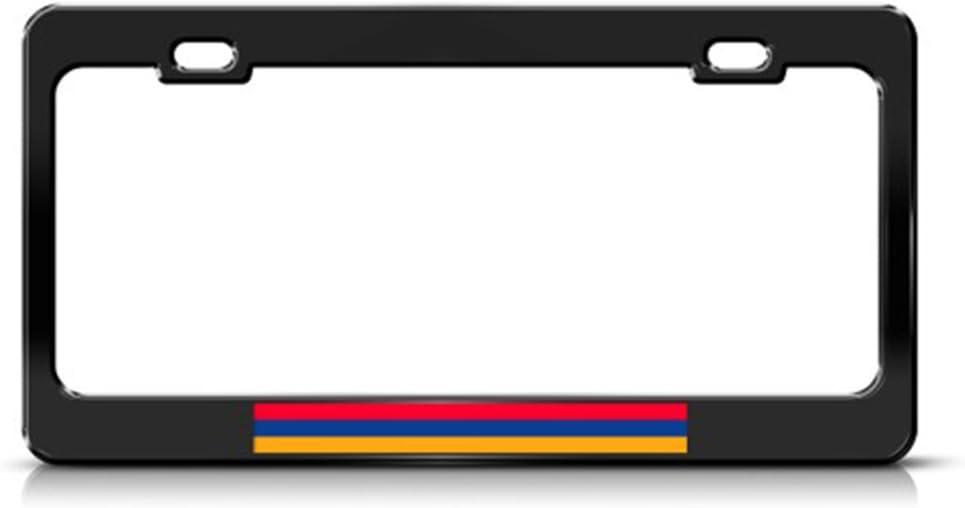 Metal License Plate Frame Armenia Armenian Flag Country Car Accessories Black 2 Holes
