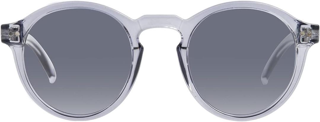 Kolo Harrison Premium Italian Sunglasses, Classic Round Style, Crystal Grey