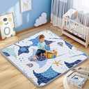 Omzer Baby Play Mat, 47x47 Inch Thick & Soft Playmat for Playpen, Non-Slip Floor Mat for Crawling Infants & Toddlers with Safety Silicone Backing, Machine Washable - Blue