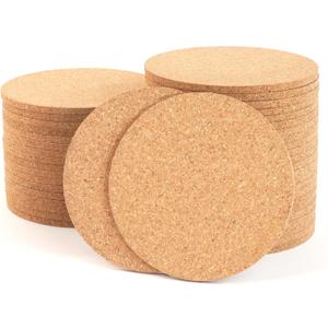 Natural Cork Coasters Set of 40, 90mm Round Absorbent Cork Drink Pads, Non-Slip Bar Mats, Laser Engravable Coasters - YHCORK