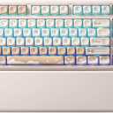 YUNZII B87 Wireless Mechanical Keyboard,QMK/VIA Programmable,TKL Layout 87 Keys,BT/2.4G/USB-C,Hot Swap Gasket Mount RGB Backlit Gaming with Wrist Rest for Win/Mac (Butter, Cocoa Cream V2)
