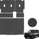 Trunk Mat & Backrest Mat for 2021-2025 4 Door Ford Bronco (Not for Sport) - Custom Fit PU Leather Cargo Liner and Rear Backrest Protector - Anti-Slip Waterproof Cargo Mats (Black Square)