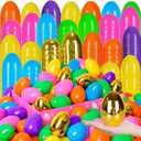 Olixmlya [6 Golden Eggs] 100 PCS 3" Fillable Plastic Easter Eggs Empty Easter Eggs Colorful Plastic Eggs Bulks Easter Basket Stuffers Hunt Easter Party Favor for Kids Teens Boys Girls