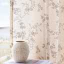 jinchan Linen Floral Curtains for Living Room 84 Inch Length Taupe Printed Curtains Back Tab French Country Farmhouse Flower Patterned Drapes Bedroom Window Curtain Set 2 Panels