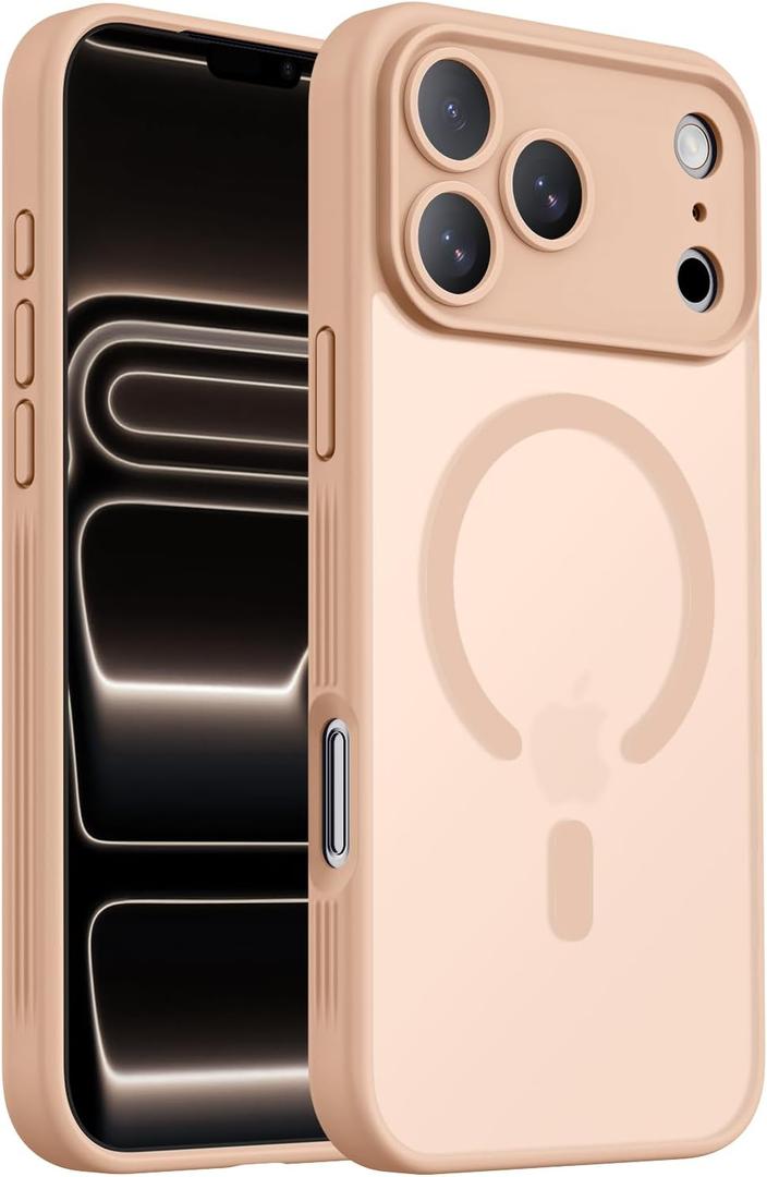 Designed for iPhone 17 Pro Case, Compatible with MagSafe, [Camera Protection] [15FT Military Drop Protection] Shockproof Translucent Matte Anti-Slip Phone Case, 6.3", Light Brown