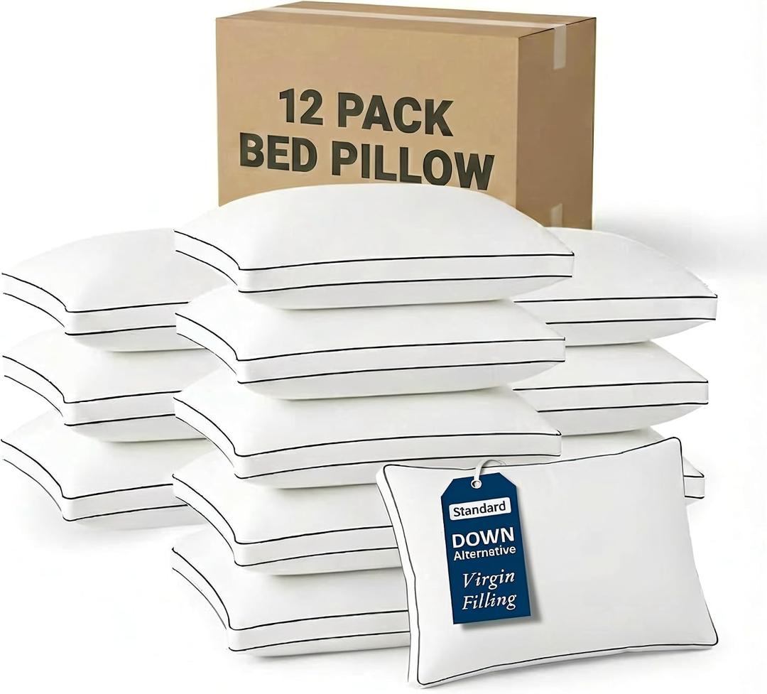 LANE LINEN Standard Size Bed Pillows for Sleeping, Set of 12, 20x26 - White