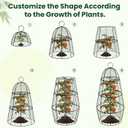 6 Pack Garden Cloche Plant Protectors from Animals, Adjustable 3-Tier Chicken Wire Plant Cages for Outdoor Plants, Stackable Metal Garden Cloches Keep Rabbits, Squirrels & Birds Away, 17.3" x 11.4"
