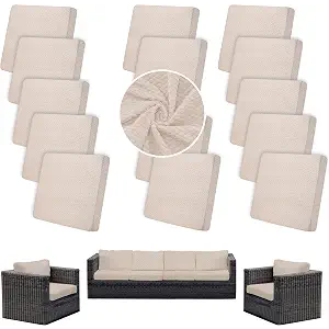SUKAIKEQA 14PCS Patio Cushion Covers,Patio Furniture Couch Seat Slipcovers