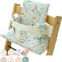 Gembebe Waterproof & Compatible Stokke Tripp Trapp Cushion Set - Easy to Clean - Made Fabric from Korea - 100% Cotton Stokke Tripp Trapp High Chair Cushion Set (Dino Friends)