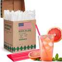 Glotoch Express 500 PCS Individually Wrapped Red Plastic Straws, 10.25'' Long, 0.24'' Diameter Disposable Drinking Straws for Every Occasion, Party, Made in USA